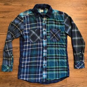 Mens Uniqlo Plaid Button Up Shirt Mixed Blue Green White Small Flannel